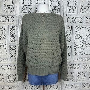 Vintage Penns Landing Olive Green Chunky Textured Oversized Grandpa Sweater Sz M